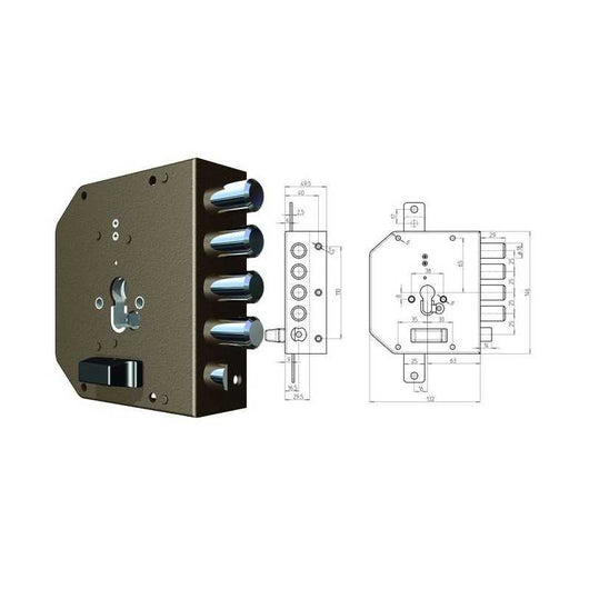 Serrature Cr da applicare 2050G-01Mc con Scrocco Dx Mm. 60