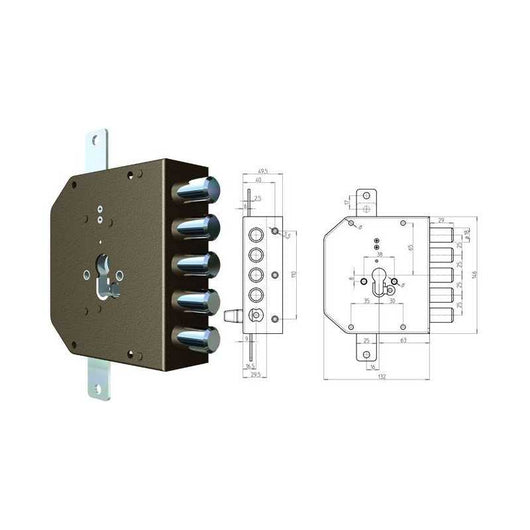 Serrature Cr da applicare 2200G-51Mc S/Scrocco Sx Mm. 60