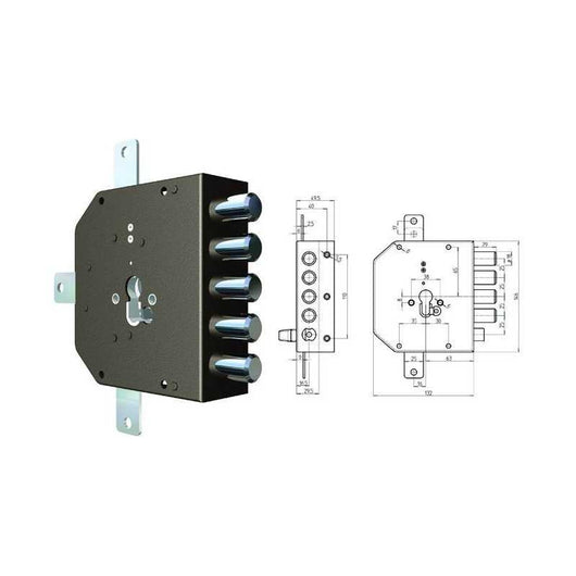 Serrature Cr da applicare 2300G-51Mc S/Scrocco Sx Mm. 60