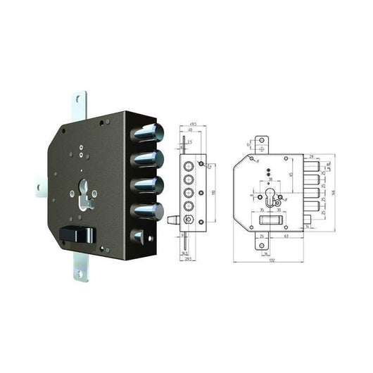Serrature Cr da applicare 2350G-51Mc con Scrocco Sx Mm. 60