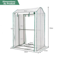 Serra da giardino per balcone interno ed esterno 100 cm x 81 cm x 150 cm serra portatile con struttura in acciaio bianco 20_0005941