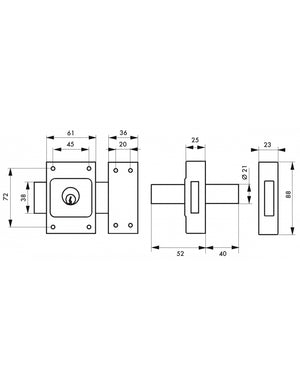 Serratura a chiavistello doppia entrata Etendard, cilindro 40 mm, acciaio, 3 chiavi, bronzo epossidico - THIRARD