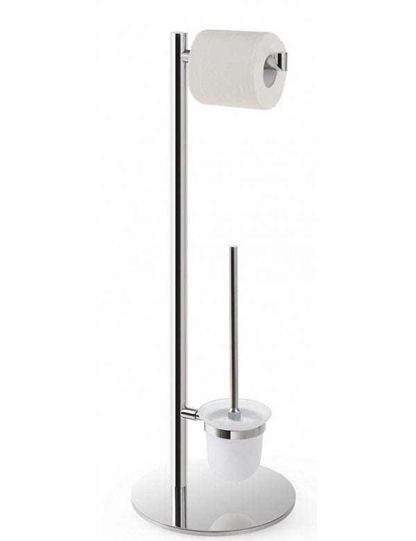 Carrello wc autoportante OMEGA cromato, tazza in vetro 25x73x25 cm
