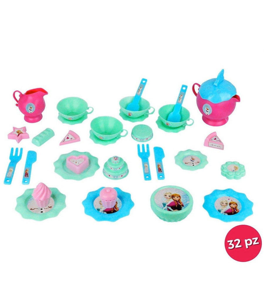 Servizio Da Tè Frozen Elsa E Anna Con 32 Pezzi Bambine Disney         