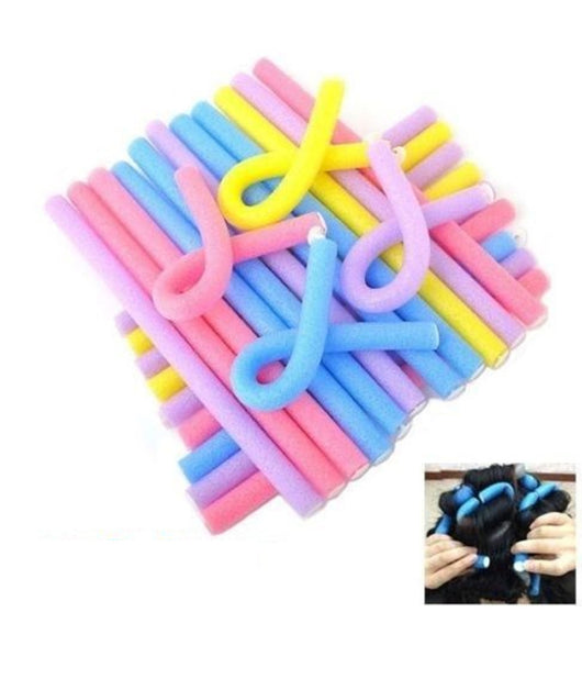 Set 10 Bigodini Morbidi Roller Flessibili Ricci Acconciatura Colorati         