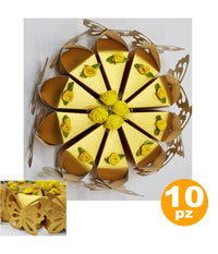 Set 10 Bomboniera Bomboniere Scatolina Spicchi Torta Oro Farfalla Portaconfetti         