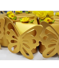 Set 10 Bomboniera Bomboniere Scatolina Spicchi Torta Oro Farfalla Portaconfetti         