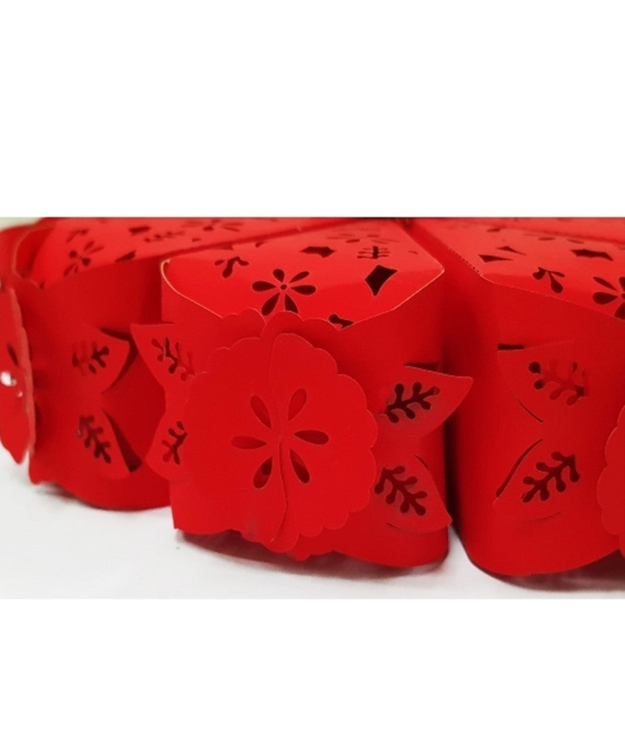 Set 10 Bomboniera Bomboniere Scatolina Spicchi Torta Rosso Fiore Portaconfetti         