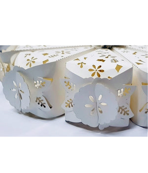 Set 10 Bomboniere Scatolina Spicchio Torta Bianco Fiore Portaconfetti Matrimonio         