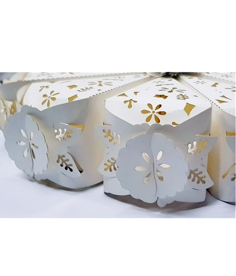 Set 10 Bomboniere Scatolina Spicchio Torta Bianco Fiore Portaconfetti Matrimonio         