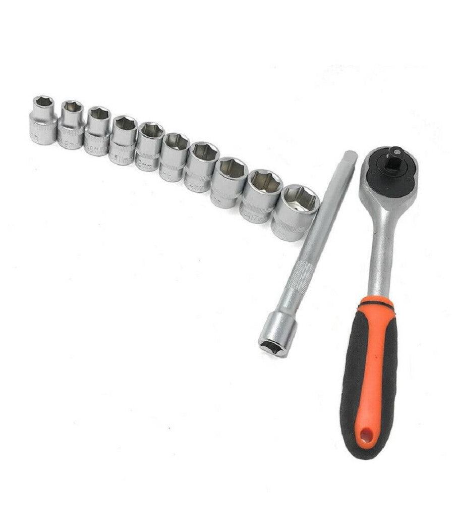 Set 10 Bussole Da 8 A 19 Mm Con Chiave Cricchetto Reversibile Da 3/8 E Prolunga         