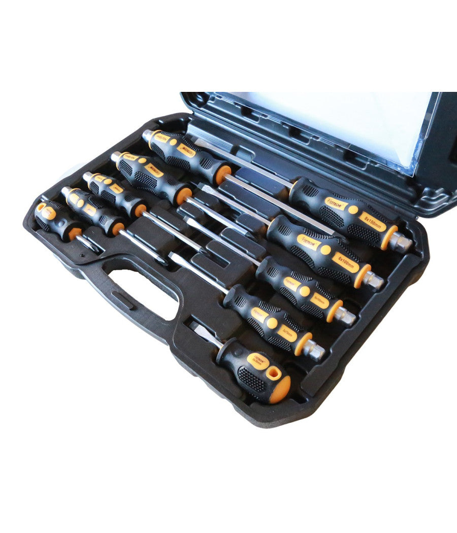 Set 10 Cacciaviti Cacciavite Croce E Taglio Impatto Punte Magnetiche Cr-v         