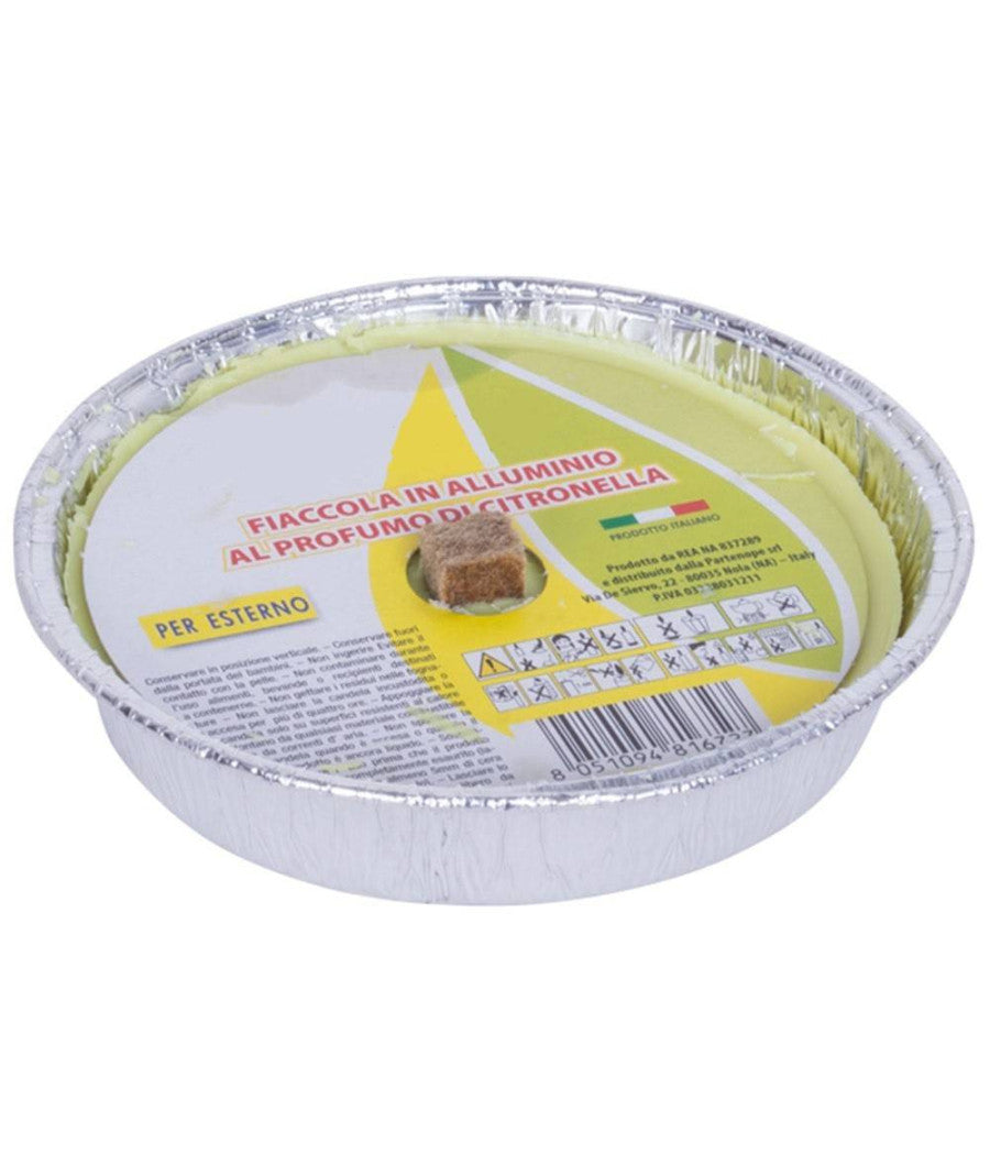 Set 10 Candele Alla Citronella Antizanzare In Vaso Alluminio Fiaccola 11cm         