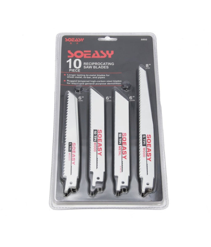 Set 10 Lame Per Legno E Metallo Per Sega Seghetto Elettrica Alternativo 6" 8"         