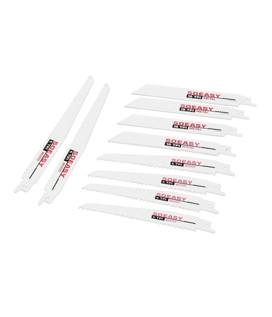 Set 10 Lame Per Legno E Metallo Per Sega Seghetto Elettrica Alternativo 6" 8"         