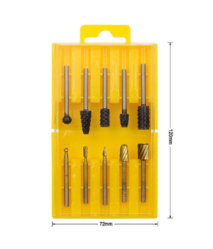 Set 10 Mini Frese Raspe In Acciaio Per Lavorazione Rifinitura Legno Codolo 3 Mm         