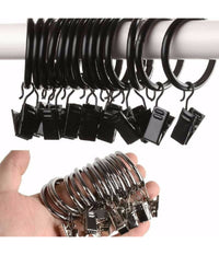 Set 10 Pezzi Anelli Anello In Metallo Con Clip Ganci Per Asta Tende 30 Mm         