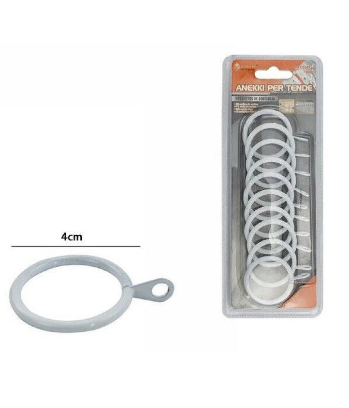 Set 10 Pezzi Anelli In Metallo Per Asta Tende Tenda 40mm Bianchi 66412         
