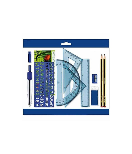 Set 10 Pezzi Matite Compasso Goniometro Kit Scuola Articoli Di Cancelleria Base         