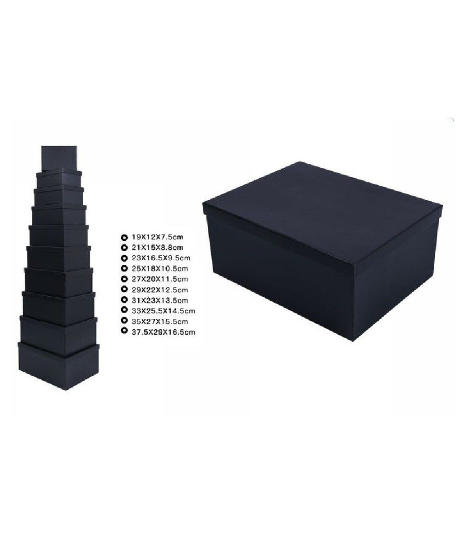 Set 10 Pezzi Scatole Scatola Box Per Regali Varie Misure Matrioska Nere 69287         