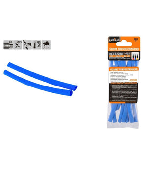 Set 10 Pz Guaine Termorestringenti Termoretrattili Blu 5 X 120 Mm Per Cavi 57078         