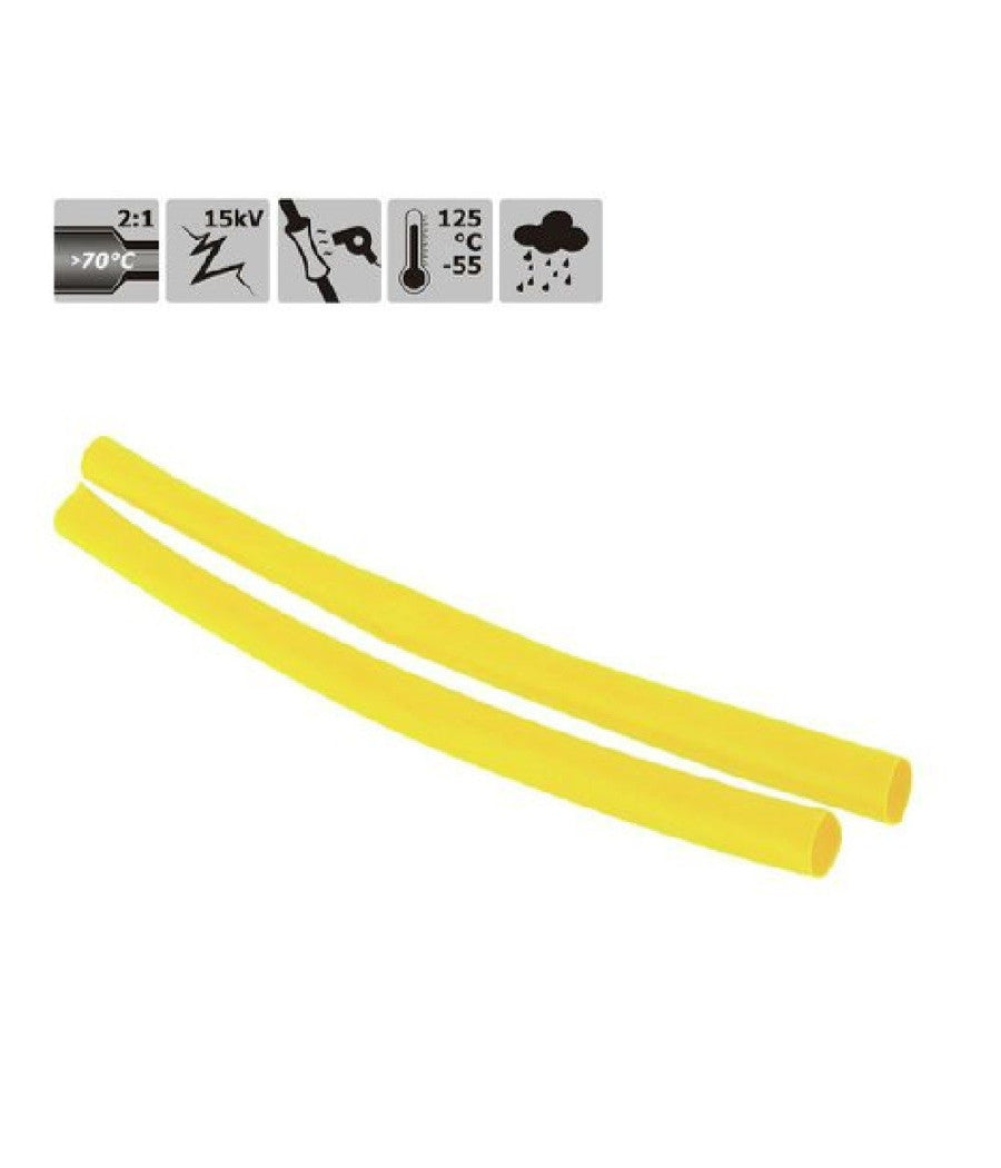Set 10 Pz Guaine Termorestringenti Termoretrattili Gialle 3x120mm Per Cavi 57087         
