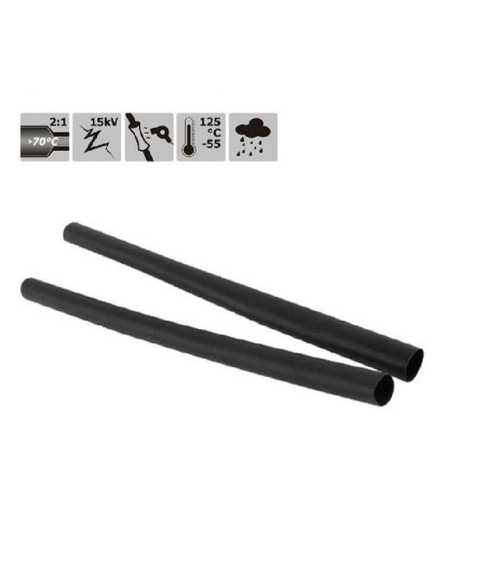 Set 10 Pz Guaine Termorestringenti Tubi Termoretrattili Neri 12x120mm Cavi 57066         