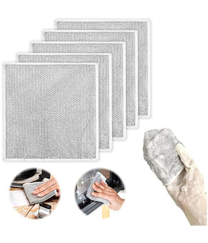 Set 10 Pz Panni In Filo Metallico Antigraffio Per Pulire Piatti Lavelli Multiuso         