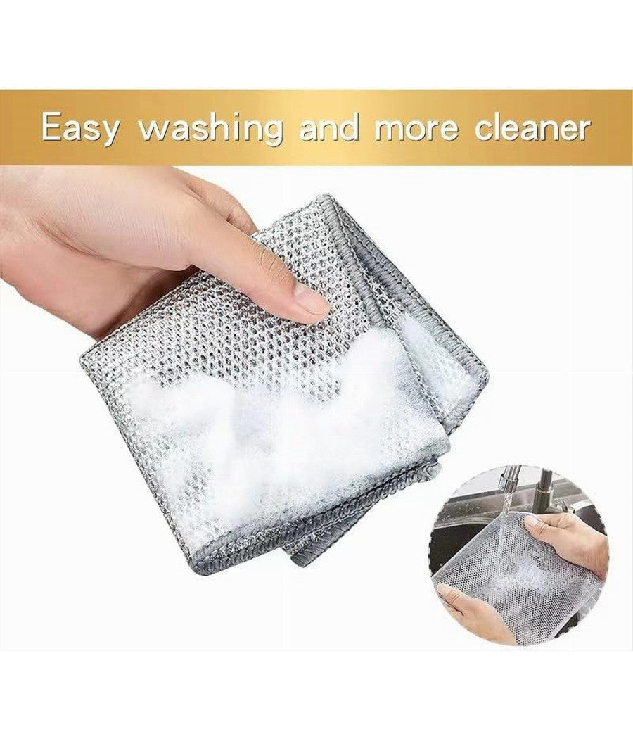 Set 10 Pz Panni In Filo Metallico Antigraffio Per Pulire Piatti Lavelli Multiuso         