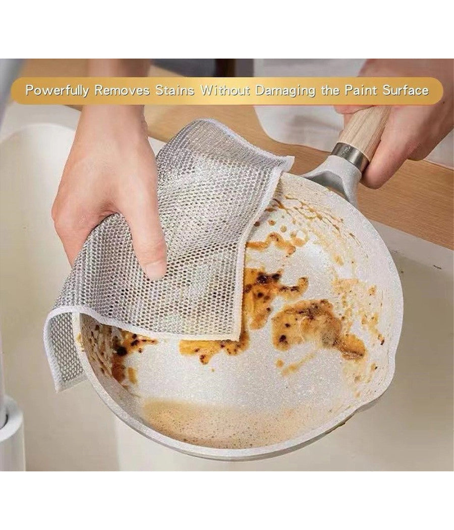 Set 10 Pz Panni In Filo Metallico Antigraffio Per Pulire Piatti Lavelli Multiuso         