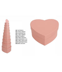 Set 10 Pz Scatole Box Regali Varie Misure Matrioska Forma Cuore Rosa Pesca 71963         