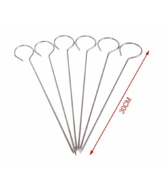 Set 10 Pz Spiedini In Acciaio Inox 30 Cm Impugnatura Uncino Griglia Bbq 2406316         