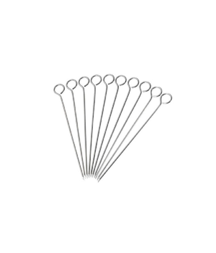 Set 10 Pz Spiedini In Acciaio Inox Per Barbecue Carne Pesce Frutta 35 Cm 6443204         
