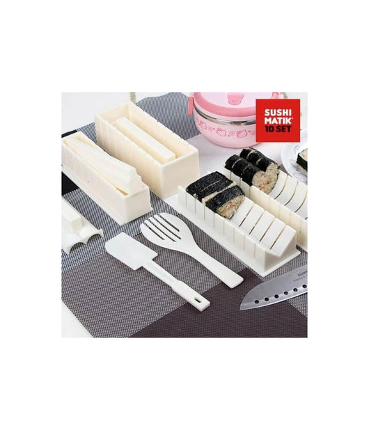 Set 10 Pz Sushi Kit Prepara Taglia Porta Involtini Maki Stampi Forme Cucina         