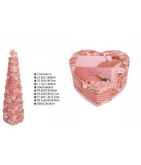 Set 10 Scatole Box Regali Varie Misure Matrioska Forma Cuore Fantasia Rosa 71964         