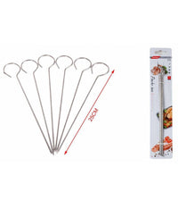 Set 10 Spiedini In Acciaio Inox 25 Cm Impugnatura Uncino Per Griglia Bbq 2406315         