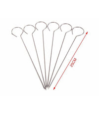 Set 10 Spiedini In Acciaio Inox 25 Cm Impugnatura Uncino Per Griglia Bbq 2406315         