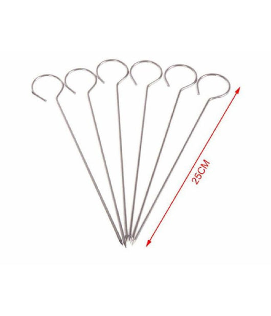 Set 10 Spiedini In Acciaio Inox 25 Cm Impugnatura Uncino Per Griglia Bbq 2406315         
