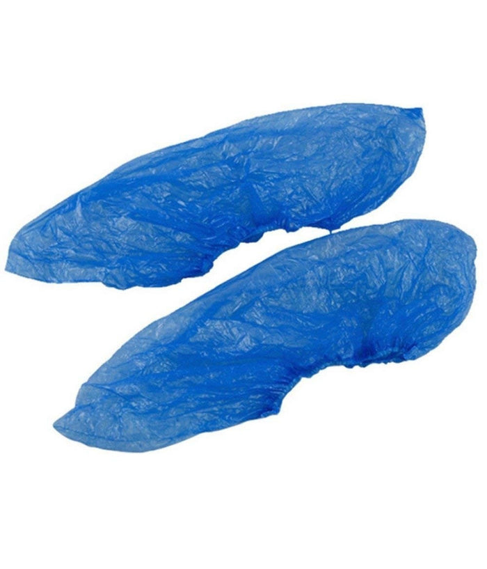 Set 100 Copriscarpe In Plastica Blu Impermeabili Monouso Pantofole Pulizia Medica         