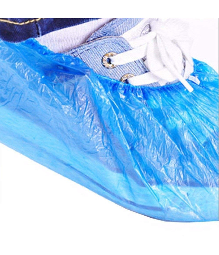 Set 100 Copriscarpe In Plastica Blu Impermeabili Monouso Pantofole Pulizia Medica         