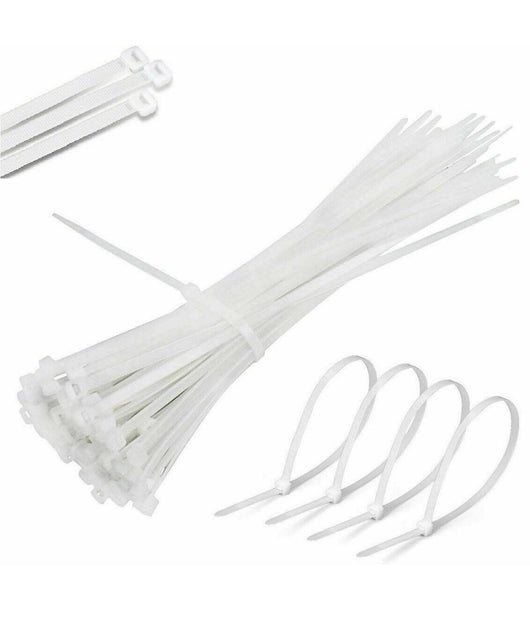 Set 100 Fascette Plastica Per Cablaggio 7,6 X 450mm Stringi Cavo Bianche B4576         
