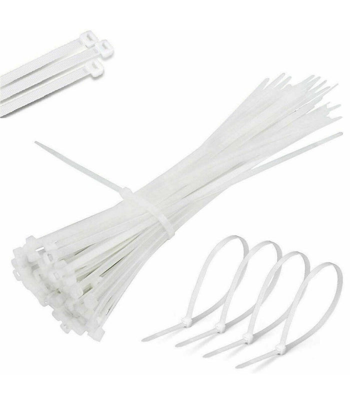 Set 100 Fascette Plastica Per Cablaggio 7,6 X 450mm Stringi Cavo Bianche B4576         
