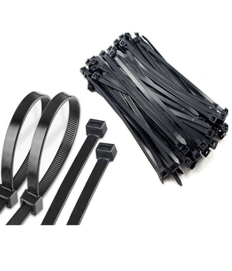 Set 100 Fascette Plastica Per Cablaggio 8,8 X 550mm Stringi Cavo Nere Etq90530n         