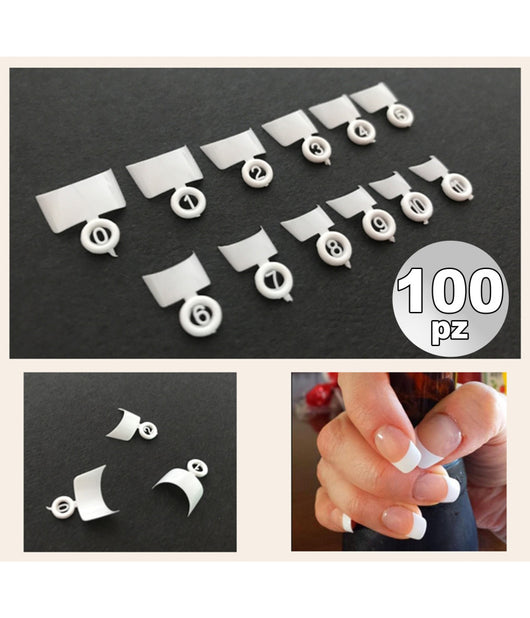 Set 100 French Wrap Bianco Mezze Tips Tip Per Mani Ricostruzione Unghie Finte         