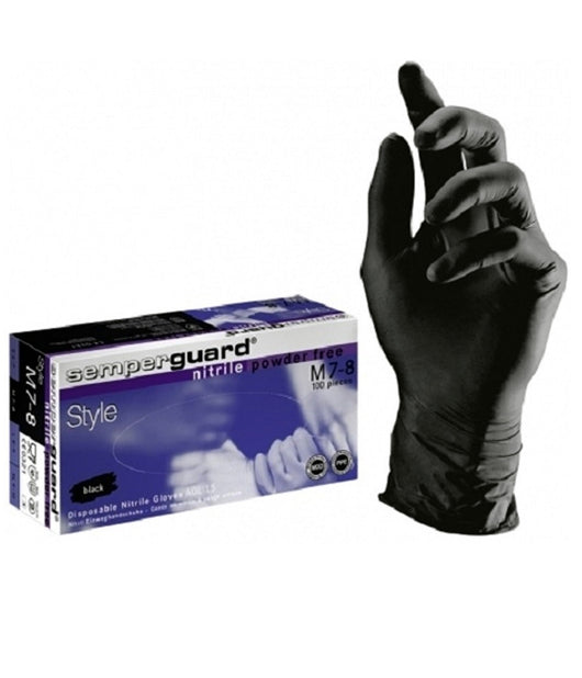 Set 100 Guanti Da Esaminazione Usa E Getta Nitrile Nero Style Polvere Ambidestri         