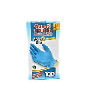 Set 100 Pezzi Guanti In Nitrile Blu Monouso Senza Polvere Taglia S M L Xl         
