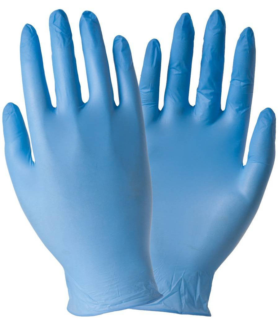 Set 100 Pezzi Guanti In Nitrile Blu Monouso Senza Polvere Taglia S M L Xl     L    