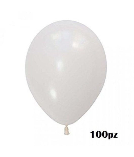 Set 100 Pezzi Palloncini Colore Bianco Feste Compleanni Party Bambini         