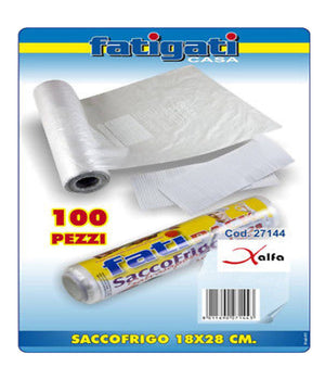 Set 100 Pezzi Sacco Frigo E Freezer 18x28cm Sacchetti Gelo In Rotolo         