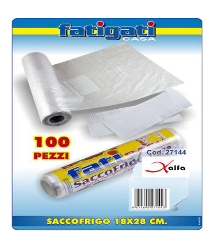 Set 100 Pezzi Sacco Frigo E Freezer 18x28cm Sacchetti Gelo In Rotolo         